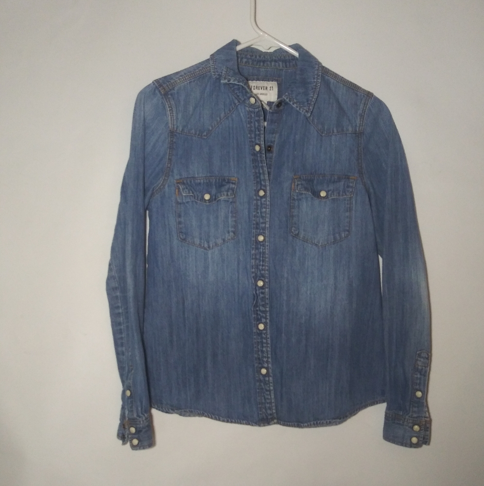 Denim long sleeve top